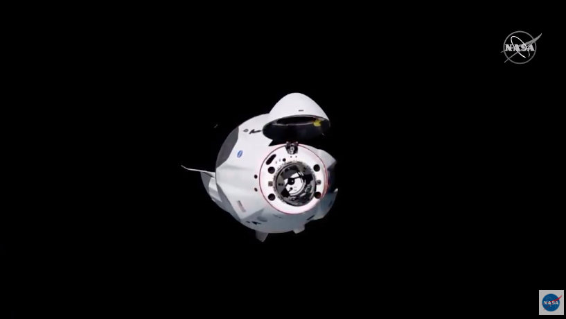 SpaceX's Crew Dragon capsule with astronauts Bob B