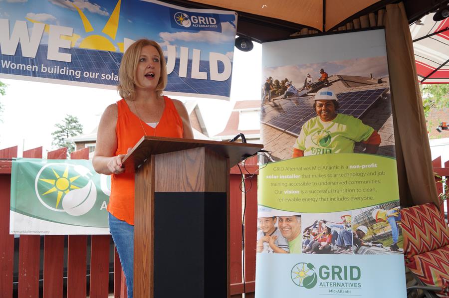 Abby Hopper speaks at a GRID We Build event
