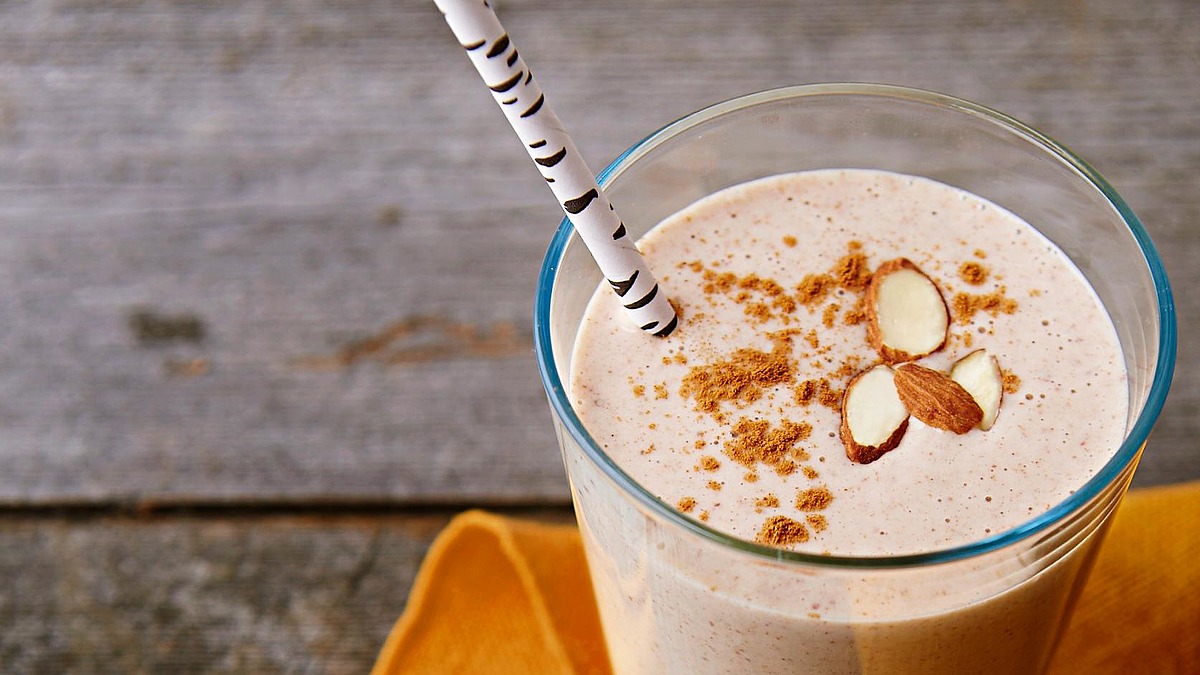 Almond butter and banana protein smoothie