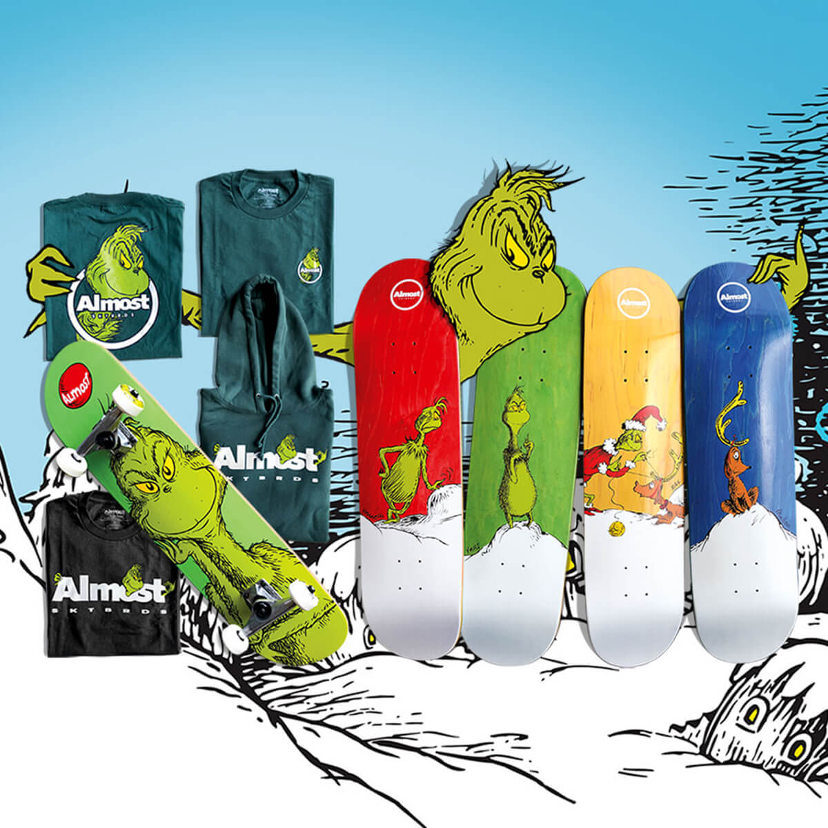 NEW ALMOST X THE GRINCH COLLECTION - SHOP ALMOST SKATEBOARDS