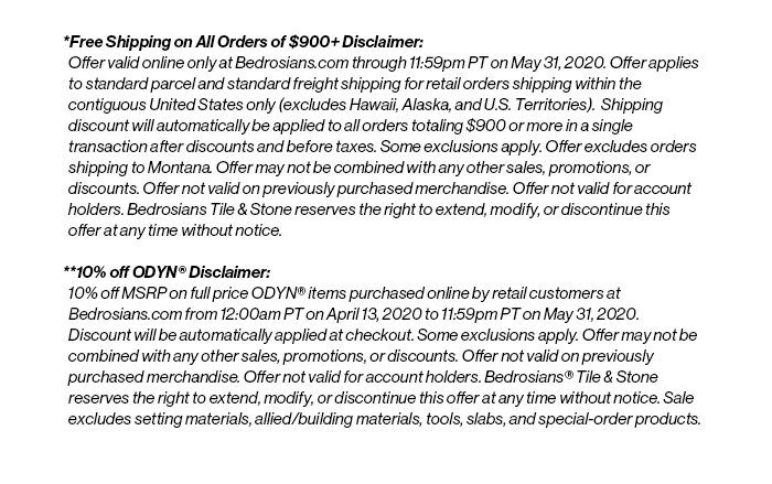 Free Shipping and ODYN promotional disclaimers