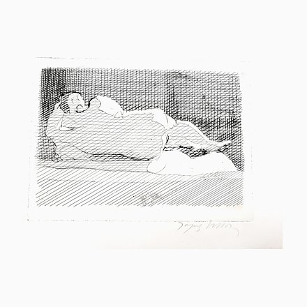 Image of Jacques Villon - Sleeping Nude - Original Etching Circa 1950