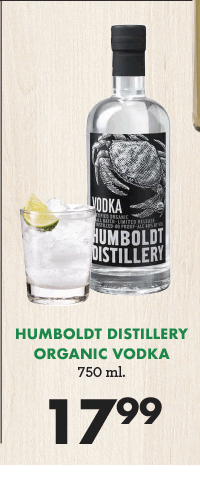 Humboldt Distillery Organic Vodka - 750 ml. - $17.99