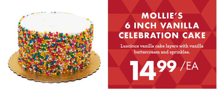 Mollie''s 6 Inch Vanilla Celebration Cake - $14.99 each