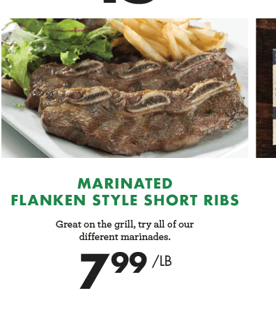 Marinated Flanken Style Short Ribs - $7.99 per pound