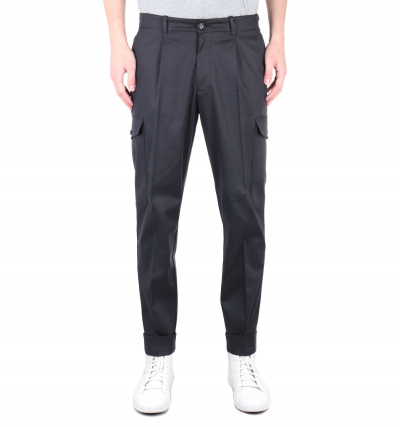 BOSS Kirio-Pleats Black Relaxed Fit Cargo Trousers