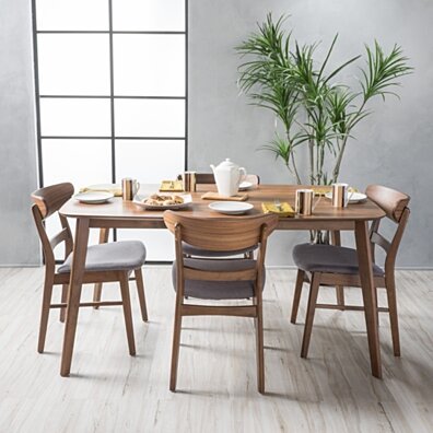 Helen Mid-Century Modern 5 Piece Dining Set with 60-Inch Rectangular Table