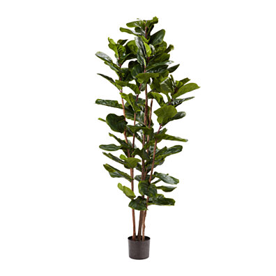 Artificial Fiddle Leaf Fig Tree-72 Inch Faux Plant in Pot with Natural Feel Leaves-Realistic Indoor Potted Topiary