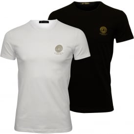 2-Pack Iconic Crew-Neck T-Shirts, Black/White