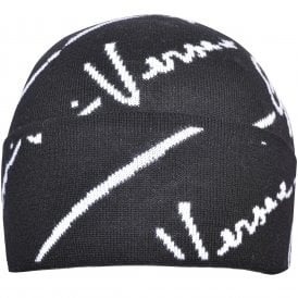 Gianni Signature Knitted Beanie Hat, Black/white