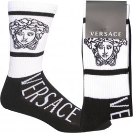 Medusa Logo Sports Socks, Black/white