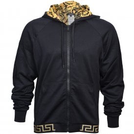 Iconic Baroque Luxe Gym Hoodie, Black/gold