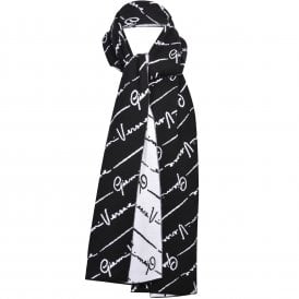 Gianni Signature Knitted Scarf, Black/white