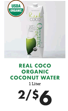 Real Coco Organic Coconut Water - 1 Liter - 2 for $6
