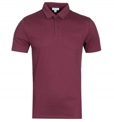 Sunspel Marron Red Short Sleeve Polo Shirt