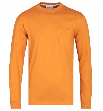 Norse Projects Johannes Long Sleeve Cadmium Orange Pocket Sweatshirt