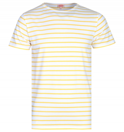 Armor Lux Short Sleeve Yellow & White Stripe T-Shirt
