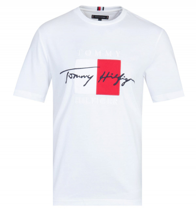 Tommy Hilfiger Relaxed Fit Signature Logo White T-Shirt