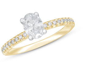 Modern Creation 14K Yellow Gold Lab-Created Diamond Engagement Ring