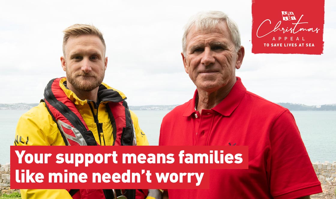 Jeff is relying on the kindness of people like you this Christmas to bring his son James home safe. Photo: RNLI/Nigel Millard