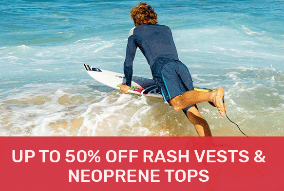 Up to 50% off rash vests & neoprene tops