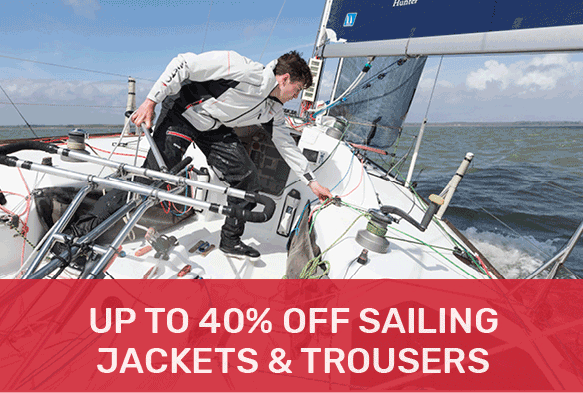 Up to 40% off sailing jackets & trousers