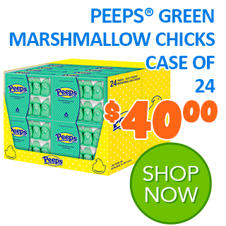 PEEPS GREEN MARSHMALLOW CHICKS CASE OF 24