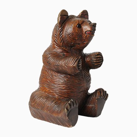 Image of Black Forest Wooden Bear Sculpture, 1930s
