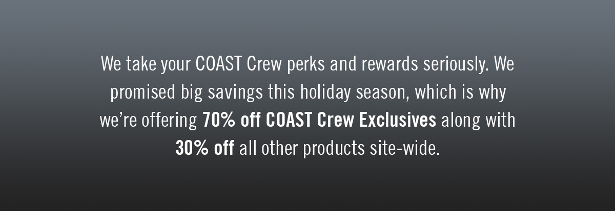 COAST Crew Savings Cyber Monday Sale 
