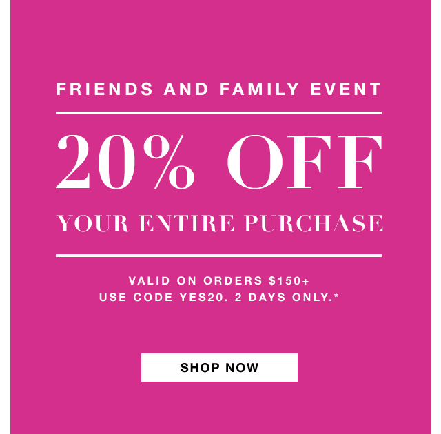 20% off orders $150+, some exclusions apply