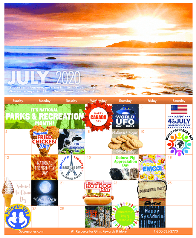 July Fun Motivational Calendar