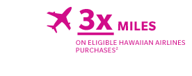 3x MILES ON ELIGIBLE HAWAIIAN AIRLINES PURCHASES(2)