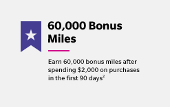 60,000 Bonus Miles - Earn 60,000 bonus miles after spending $2,000 on purchases in the first 90 days(2)