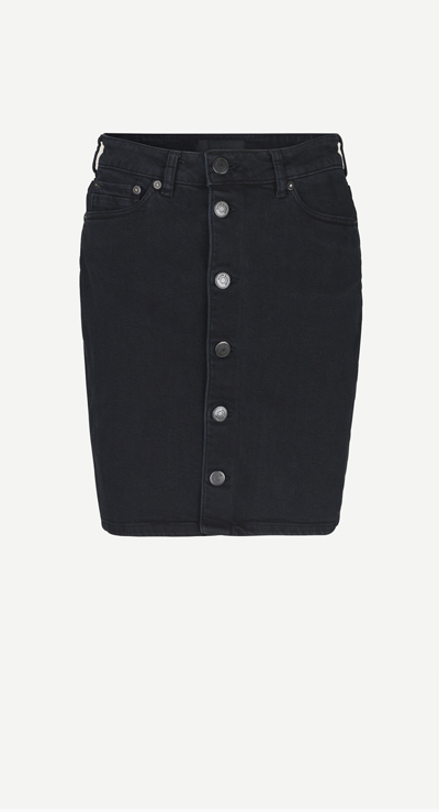 Pamela button skirt 11005 in Washed black