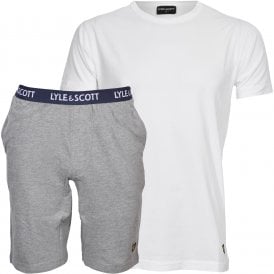 T-Shirt & Shorts Jersey Pyjama Set, White / Grey Marl