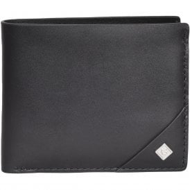 Badge Logo Bi-Fold Slim Leather Wallet, Black