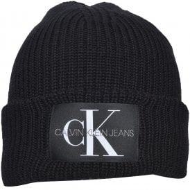 Jeans Knitted Cashmere Wool Beanie Hat, Black