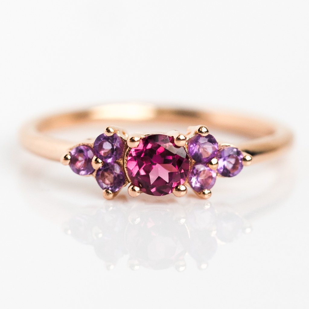Leah Rhodolite and Amethyst Band