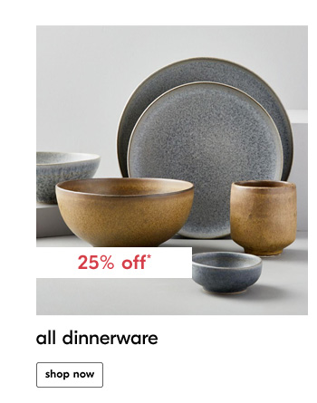 25% off* all dinnerware
