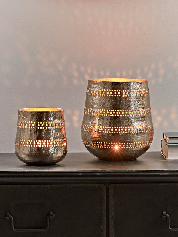 NEW Two Striped Brass Tea Light Holders