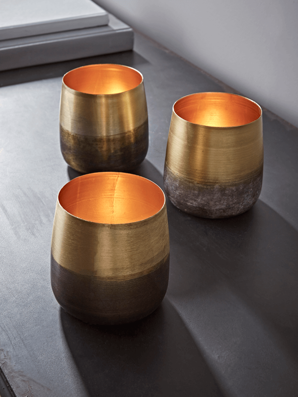 NEW Three Dipped Brass Tea Light Holders