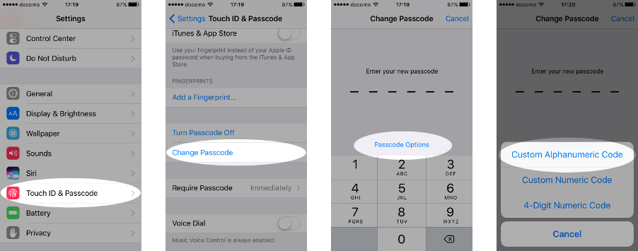Screenshot of the lock screen process on iPhone.