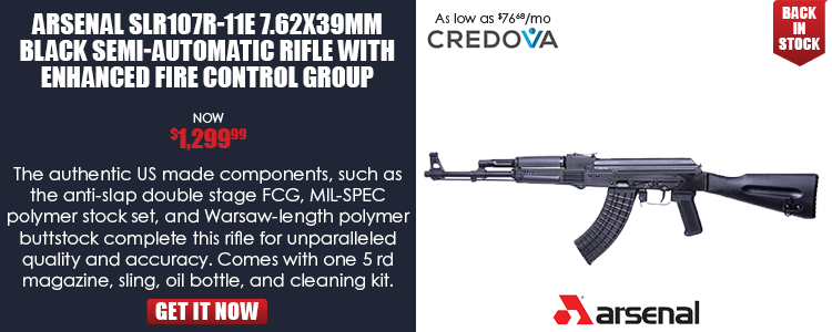 Arsenal SLR107R-11E 7.62x39mm Black Semi-Automatic Rifle with Enhanced Fire Control Group