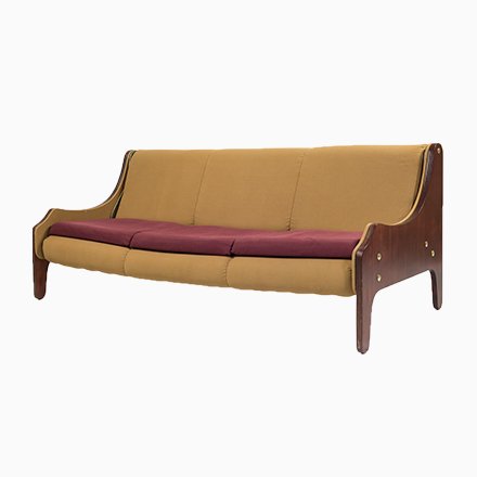 Image of Mid-Century Rosewood Milord 3-Seat Sofa by Marco Zanuso for Arflex