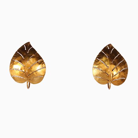 Image of Gilded Monstera Sconces, 1970s, Set of 2