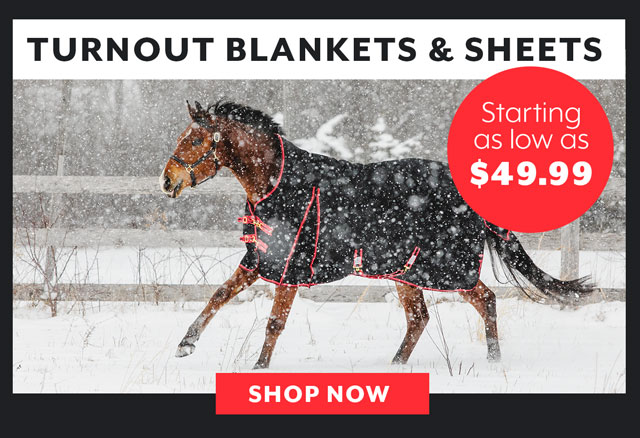 Turnout Blankets and Sheets starting at $49.99.
