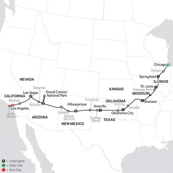New York, Niagara Falls and Washington DC tour map