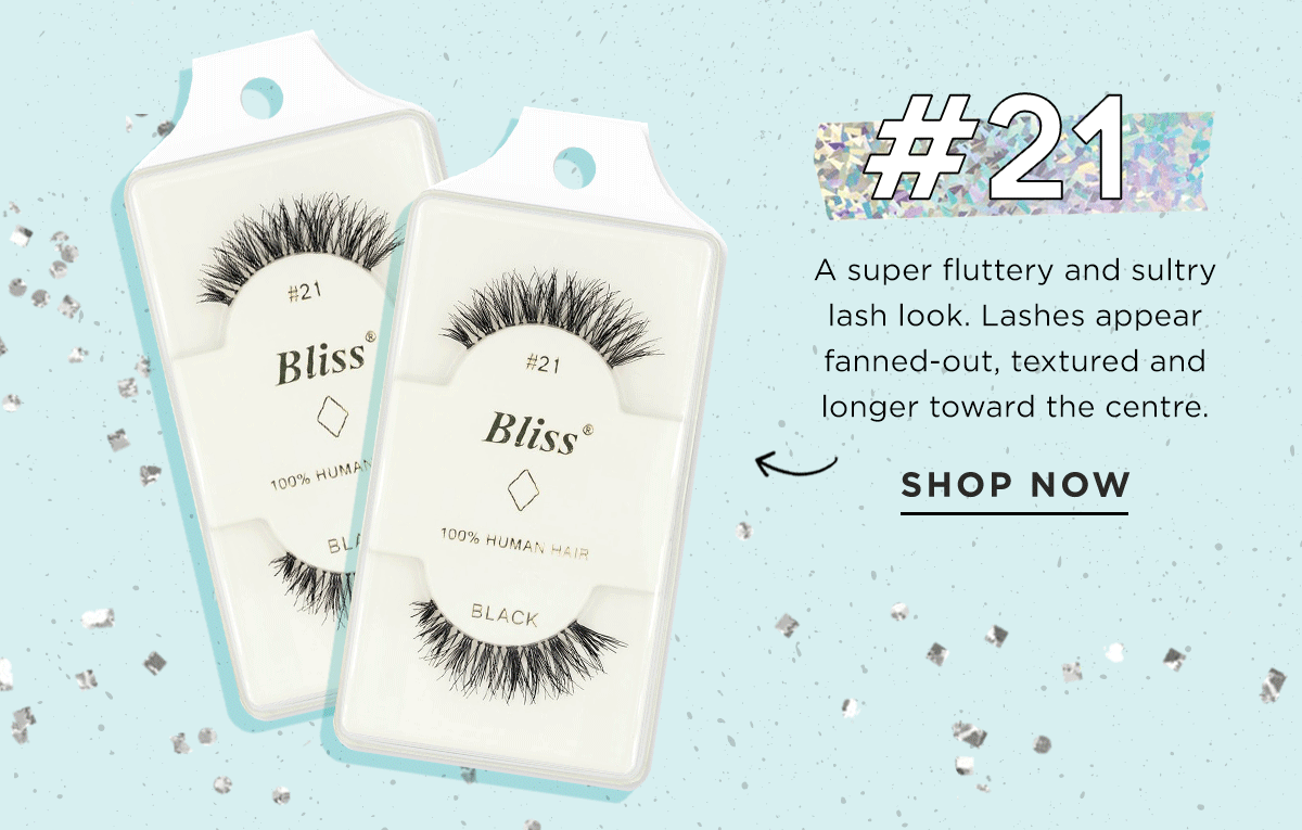 #21 A super fluttery and sultry lash look. Lashes appear fanned-out, textured and longer toward the centre.
