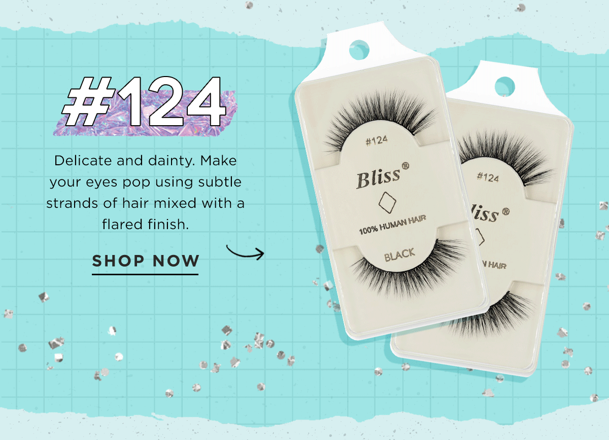 #124 Delicate and dainty. Make your eyes pop using subtle strands of hair mixed with a flared finish.