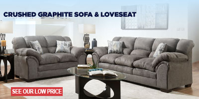 Crushed Graphite Sofa & Loveseat - See Our Low Price